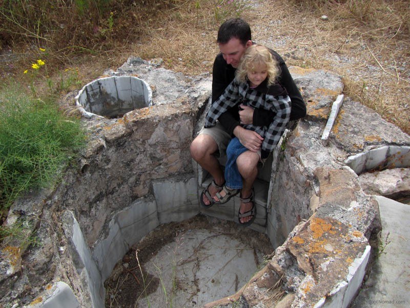 Sitting in an ancient bath at the Western Excavations in Kos Greece hot tub