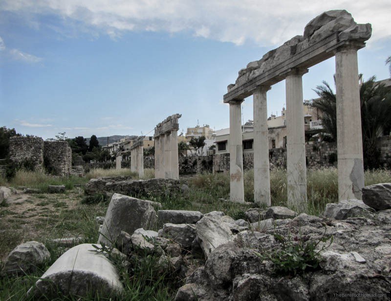 Columns at the Western Excavations Kos Greece